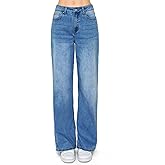 WAX JEAN Womens Juniors High Rise Wide Leg Jeans (Medium Denim, 7)
