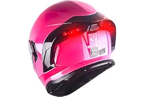 1Storm New Motorcycle Bike Modular Full Face Helmet Dual Visor Sun Shield with Rechargeable LED Tail Light: LED-X90 Glossy Pink