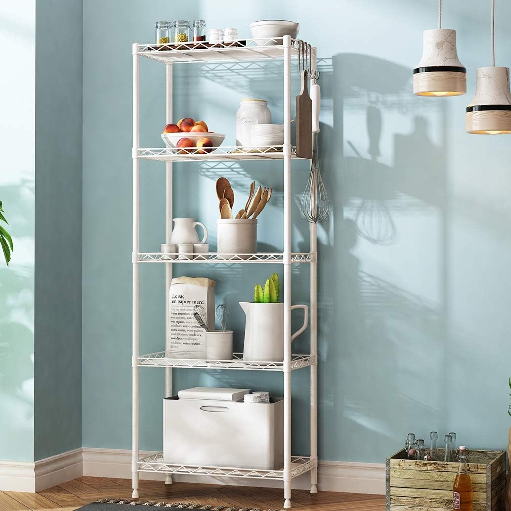 YOOKEA Storage Shelves 5 Tier Steel Wire Shelving Unit Standing Shelf