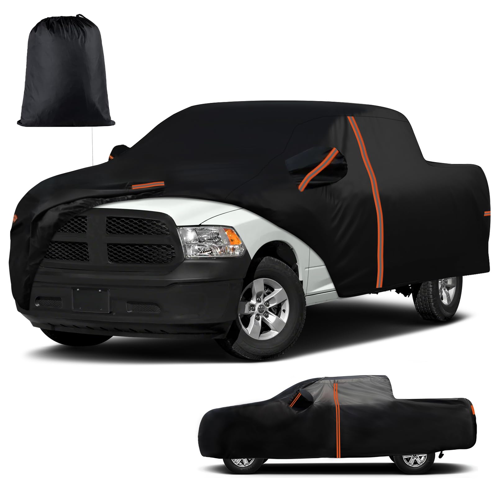 Photo 1 of Waterproof Truck Cover for 2009-2025 Dodge Ram 1500 Crew Cab 5.5"& Quad Cab 6.5"& Regular cab 8", All-Weather Outdoor Pickup Car Cover with Zipper Door & Windproof Straps, Snow Protect