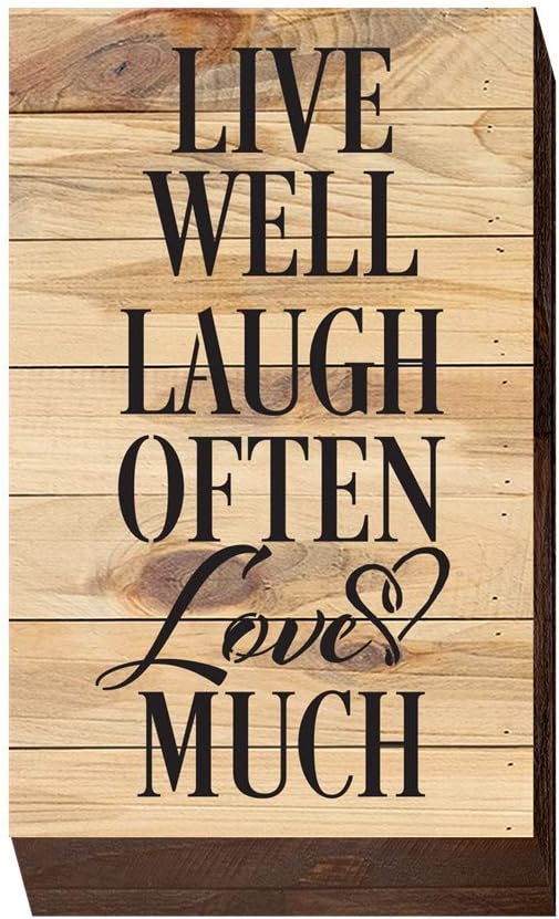 Artistic Reflections Pallet Art RE1059n Live Well Laugh Often Love Much, 12" x 24", Natural