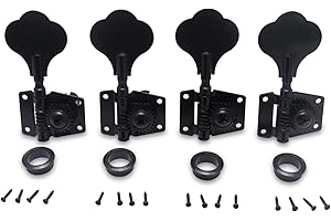 Metallor Vintage Open Gear Machine Heads Tuners Tuning Pegs 4 In Line Right Hand Guitar Parts replacement for P Bass J Bass Black 4PCS
