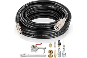 LIMODOT 1/4 Inch Quick-connect Air Accessory Kit - Comprehensive Air Compressor Hose Tool Set Including Coiled Hose, Blow Gun, Tire Gauge, Quick Connect Air Fittings, And Air Chuck