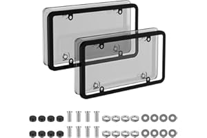 YICPLU License Plate Frames Protector 2-Pack, Unbreakable ABS Clear License Plate Cover with Anti-Theft Screws Cover, Universal Fits All US Standard 6"x12" Front&Rear for Cars, Trucks, SUVs