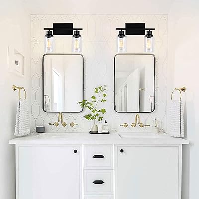 Buy Wall Sconces Bathroom Vanity Light Fixture 2 Light Black Wall Sconce Industrail Vanity Lighting Fixtures Indoor Modern Wall Light With For Living Room Dinning Room Bathroom Online In Indonesia B08mz266zv