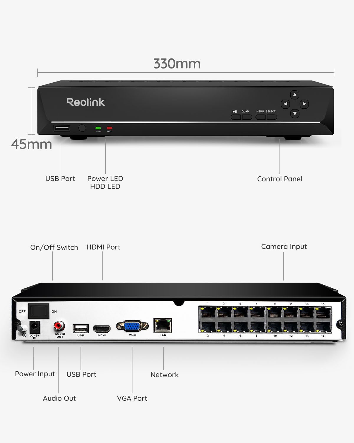 REOLINK 16CH Network Video Recorder for Home Security Camera System,Only Work with 16MP/12MP/4K/8MP/5MP/4MP The Same Brand PoE IP Cam,24/7 Recording to Pre-Installed 4TB Hard Drive,RLN16-410