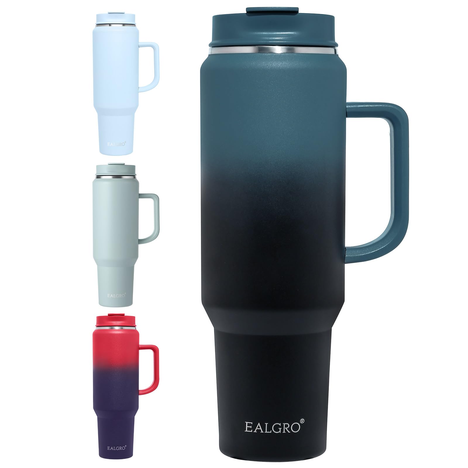 Photo 1 of EALGRO 50 oz Tumbler with Handle, Insulated Tumblers with Lid and Straw, Large Metal Sports Water Bottle Jug, Thermal Stainless Steel Travel Coffee Mug Cup, Indigo Black