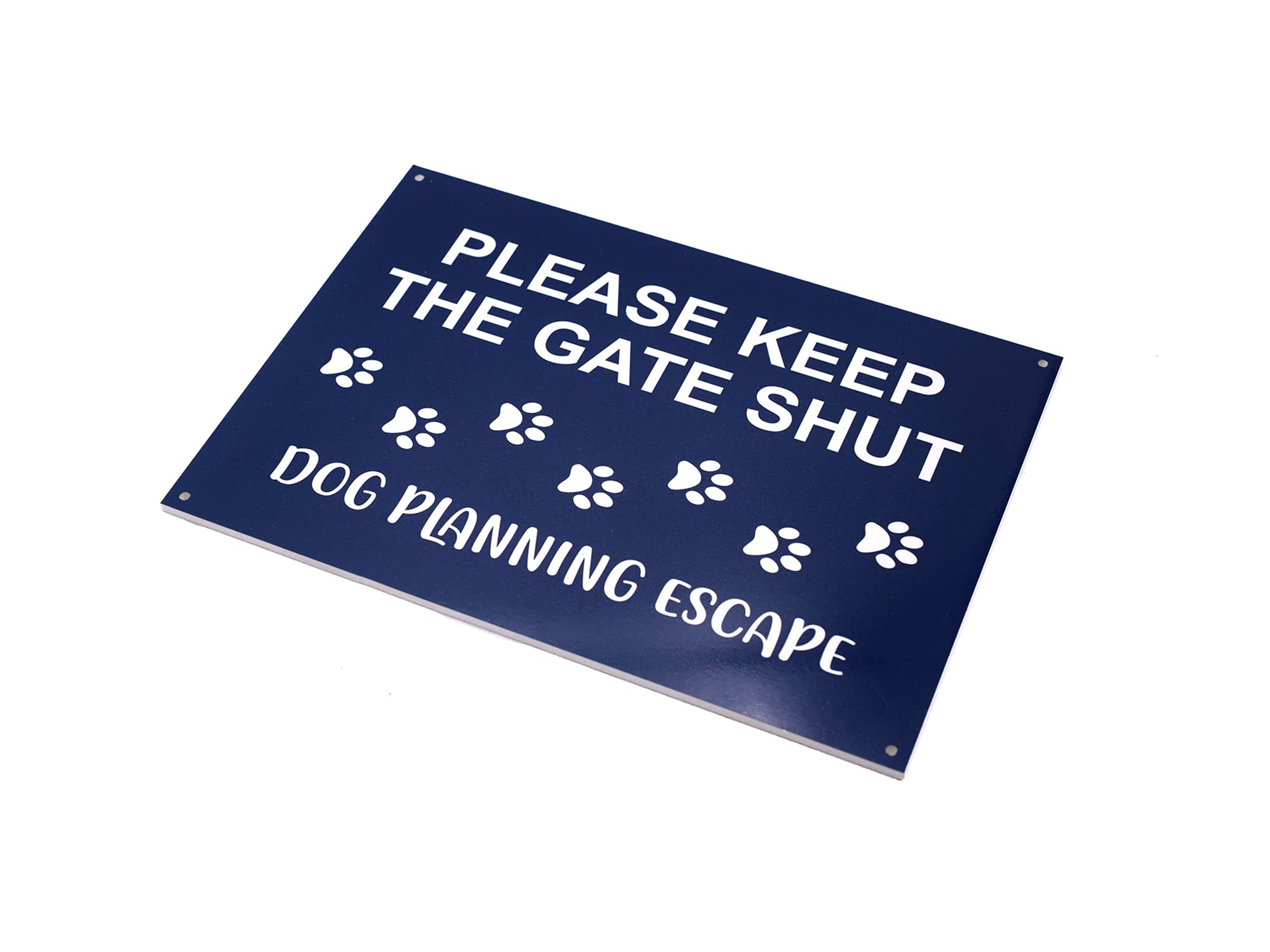 Please Shut The Gate, Dog Planning Escape Sign - Blue, A4 Waterproof, Weatherproof Outdoor Notice