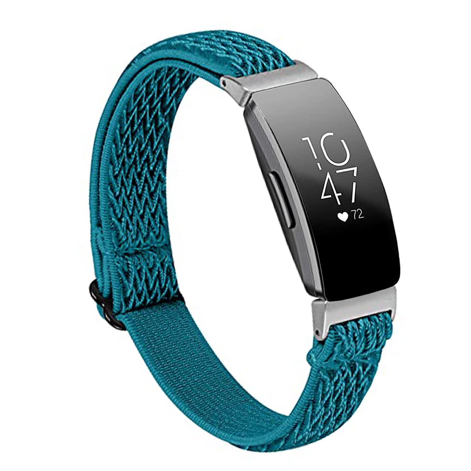 Miimall Sport Strap Compatible with Fitbit Inspire 2/Inspire HR/Inspire, Soft Nylon Elasticity Wristband Slim Skin-Friendly Adjustable Replacement Breathable Band Women Men for Fitbit Luxe-Blue green