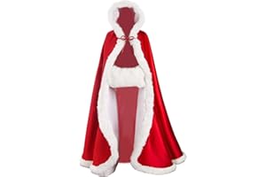 BEAUTELICATE Wedding Cape Hooded Cloak for Bride Winter Reversible with Fur Trim Free Hand Muff