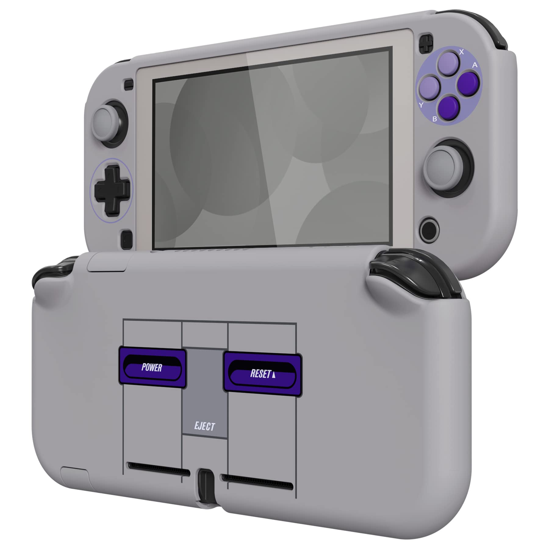 eXtremeRate PlayVital Classics SNES Style Protective Grip Case for Nintendo Switch Lite, Hard Cover for Nintendo Switch Lite - Screen Protector & Thumb Grips & Buttons Caps Stickers Included