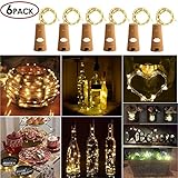 STYDDI Wine Bottle Cork Light, 6 Pack 30inch/75cm 15 LED Siliver Wire Lights for Bottle DIY, Wedding, Christmas, Halloween, Party Decoration or Mood Lights(Warm White)