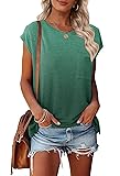 MEROKEETY Women's Casual Cap Sleeve T Shirts Basic