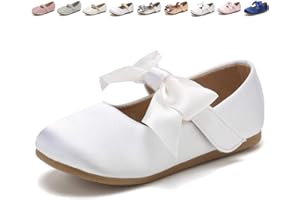 CIOR Toddler Girls Ballet Flats Shoes Ballerina Bowknot Jane Mary Princess Dress Shoes for Wedding Party School