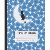 Composition Notebook: Cat and Moon, College Ruled Journal for Kids, Teens and Adults