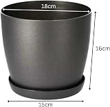 B2C Flower Pots 18 cm Black Graphite Matt Pot with Saucer 6 Colours 8 Sizes view 3