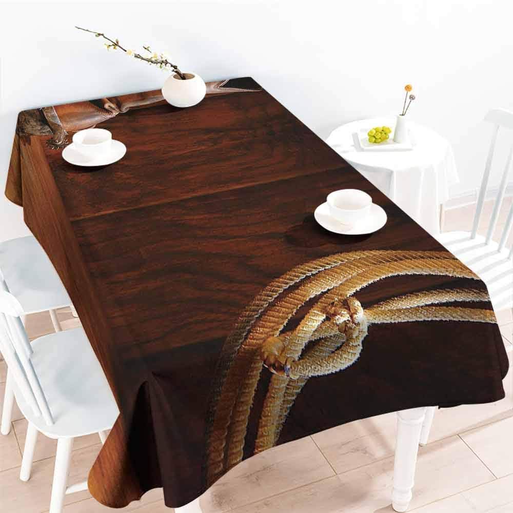 FANOEWI Creative Rectangle Tablecloth Western Decor American Style Cowboy Wild West Culture Equestrian Sports Team Roping Barn Umber Brown Buffet,Parties,Holiday Dinner,Picnic 60x90