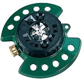 Dramm Metal Base, Green 15024 ColorStorm 9-Pattern Turret Sprinkler with Heavy-Duty Meta