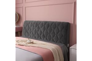 EFELIM Velvet Bed Headboard Cover Queen King Full Size, Quilted Headboard Slipcover Thicken Headboard Dustproof Protector Cover Soft Headboard Padded Cover (Queen:160cm(63"),Grey)