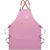 Dulabi Apron, Adjustable Chef Apron for Women and Men with Large Pockets, Cooking Kitchen Apron with Back Straps