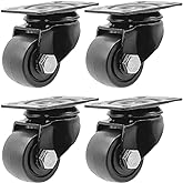 FactorDuty 1.5" Polyurethane Plate Caster Wheels, Set of 4, No Brake | 200lbs per Caster, 800lbs Total. Polyurethane Non-Marking, Non-Conductive, Resists Chemicals &amp; Oils, Double Ball Bearings