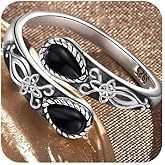 Moonstone Ring for Women, Minimalist Adjustable Open Ring, 925 Sterling Silver with 2 Pear-Shaped Gemstones, Mother's Birthstone Ring, Cubic Zirconia, Inspirational Warm Gift Agate