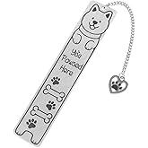Tinoaly Dog Book Markers, Stainless Steel You Paused Here Dog Bookmark Funny Cute Bookmark with Gift Box for Women and Men Retriever Gift Reading Accessory (Style 1)