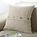 U'Artlines Cotton Knitted Decorative Pillow Case Cushion Cover Cable Knitting Patterns Square Warm Throw Pillow Cover (Cream, 18x18)