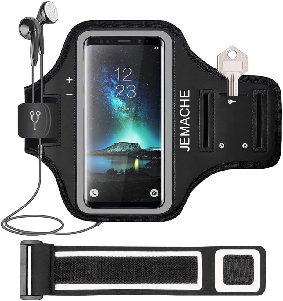 Galaxy S10+ S9+ S8+ Armband, JEMACHE Gym Running Workouts Arm Band for Samsung Galaxy S10 Plus/S9 Plus/S8 Plus Fits Otterbox Defender, Lifeproof Case