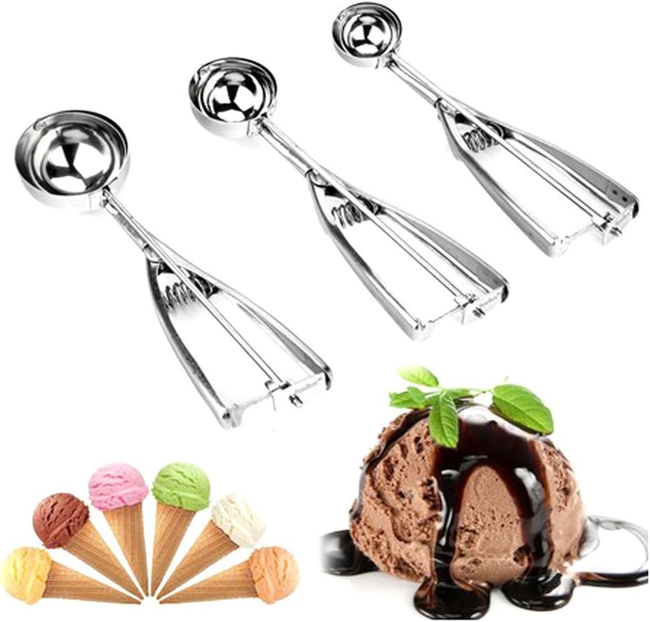 Vonraech Scoop for Ice Cream Mash Food Spoon Kitchen Ball 3 PCS Stainless Steel 4/5/6cm