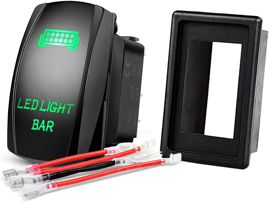 Rocker Switch, Toggle Switch, Ausdin Led Light Bar Rocker Switch Rocker Switch Holder 14AWG Wiring Harness Pre-Wired Easy Installation 300W 12/24V ON-OFF LED Light,2 Years Warranty