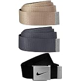 Nike Men's 3 Pack Golf Web Belt, Black/Khaki/Dark Grey, One Size