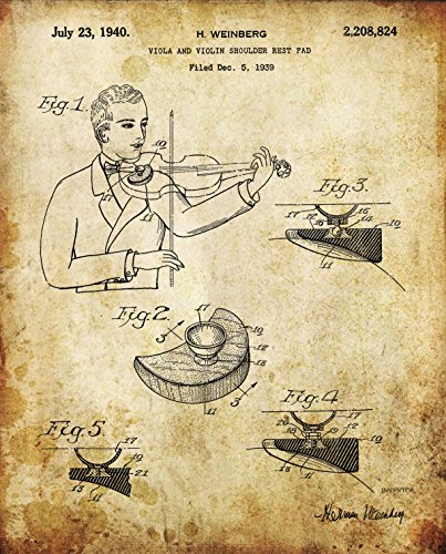 Music Gift - Vintage Violin Patent Prints - Set of Four 8"x10" Prints - Gift for Violinist (set#1) - Thumbnail 4