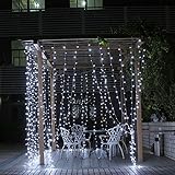 LED Curtain Fairy Lights ,String Lights 304 leds Icicle Window Night Light ,8 modes, Christmas Wedding Party Outdoor Decor Lighting (White Color) 9.8x9.8ft(118in*118in)