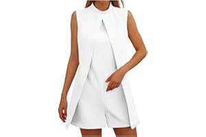 GOHRSHA Womens Semi Formal Romper Shorts Mock Turtle Neck Jumper Soft Sleeveless Jumpsuit Wedding Guest Elegant Jumpsuits