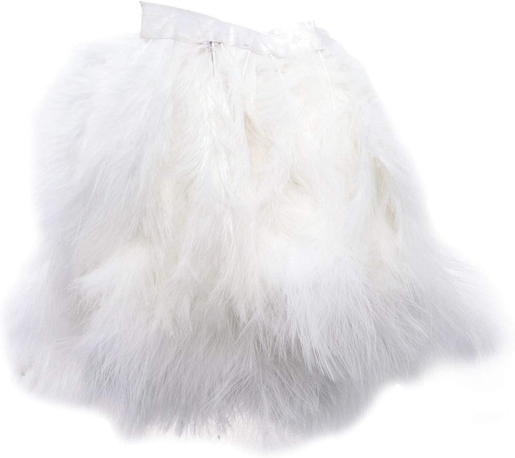 SurePromise 2m Turkey Feather Fringe Craft Sewing Trimmings Costume Hat Accessories (White)