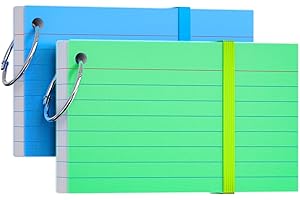 YIZUUN Index Cards 3x5, Flash Cards with Ring, 100 PCS, Ruled Note Cards, Flash Cards for Studying, 2 Packs of 50 sheets, 3x5 Note Cards for Office, Home, School