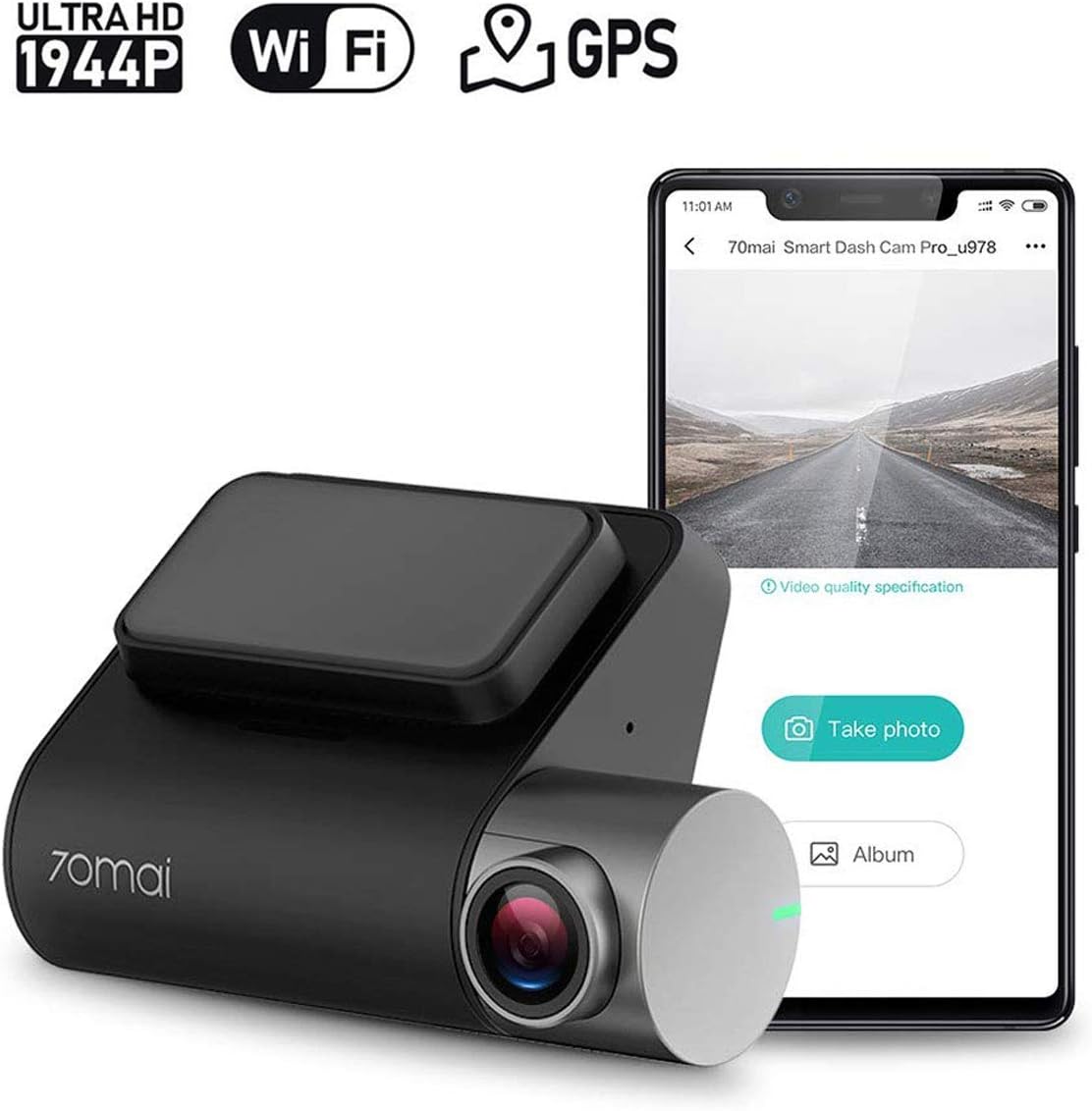 70mai Dash Cam, Dashboard Camera Recorder with GPS