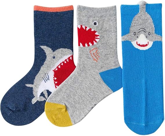 Amazon Duohaoベビーソックス 男児 男の子 靴下 キッズ セット 綿 3足セット 恐竜柄 ファッション クルー丈 プレゼントラブリーデザイン カラフルソックス 可愛い 靴下 通販