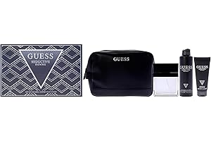 Seductive Homme by Guess for Men - 4 Pc Gift Set 3.4oz EDT Spray, 6oz Deodorant Body Spray, 3.4oz Shower Gel, Pouch