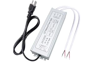 inShareplus LED Driver, 300W IP67 Waterproof Outdoor Power Supply, AC 110-260V to DC 24V 12.5A Low Voltage Transformer, Adapter with 3-Prong Plug for LED Light, Computer Project, Outdoor Use