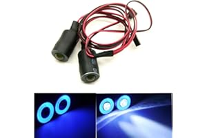 MOHERO 2 LEDs Angel Eyes & Demon Eyes LED Light Headlights for 1/10 RC Model Crawler Cars Headlamps (Blue+White, 17mm)