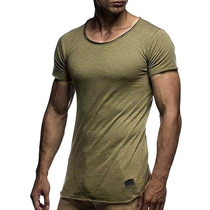 Kanpola T-Shirt Herren Oversize Vintage Style Crew-Neck T-Shirt Irregulär Sweatshirt