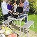 Giantex Aluminum Folding Camping Table Outdoor Portable Picnic Suitcase Table Set w/Bench 4 Seat, Silver-36 L