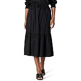 Amazon Essentials Women's Mid-Rise A-line Cotton Sateen Tiered Midi Skirt (Top Sold Separately)