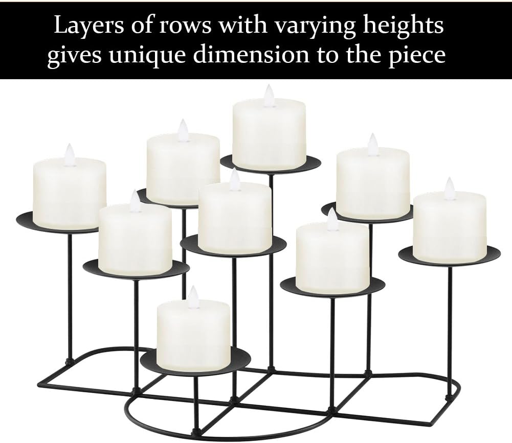 smtyle DIY 9 Mantle Candelabra Flameless or Wax Candle Holders For Fireplace with Black Iron Decoration on Desk / Floor: Home & Kitchen