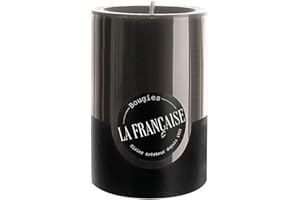 Bougies La Francaise - Pillar Candle - Made in Tunisia, Black Color, +/- 50-Hour Burn Time - 2.76 x ‎3.94 inches