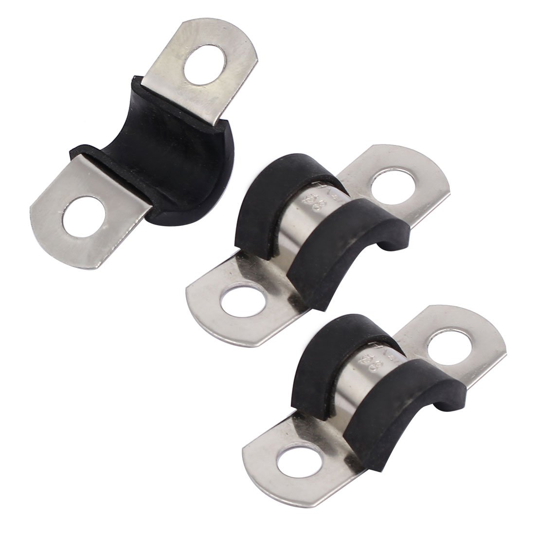 Sourcingmap 8mm Dia EPDM Rubber Lined U Shaped Pipe Tube Wire Clamps Clips 3pcs