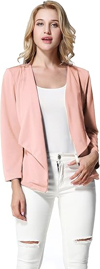 Amazon Yidarton ジャケット レディース テーラード スーツ ブレザー ウォッシャブル 通勤 仕事 オフィス ビジネス Xl ピンク コート ジャケット 通販