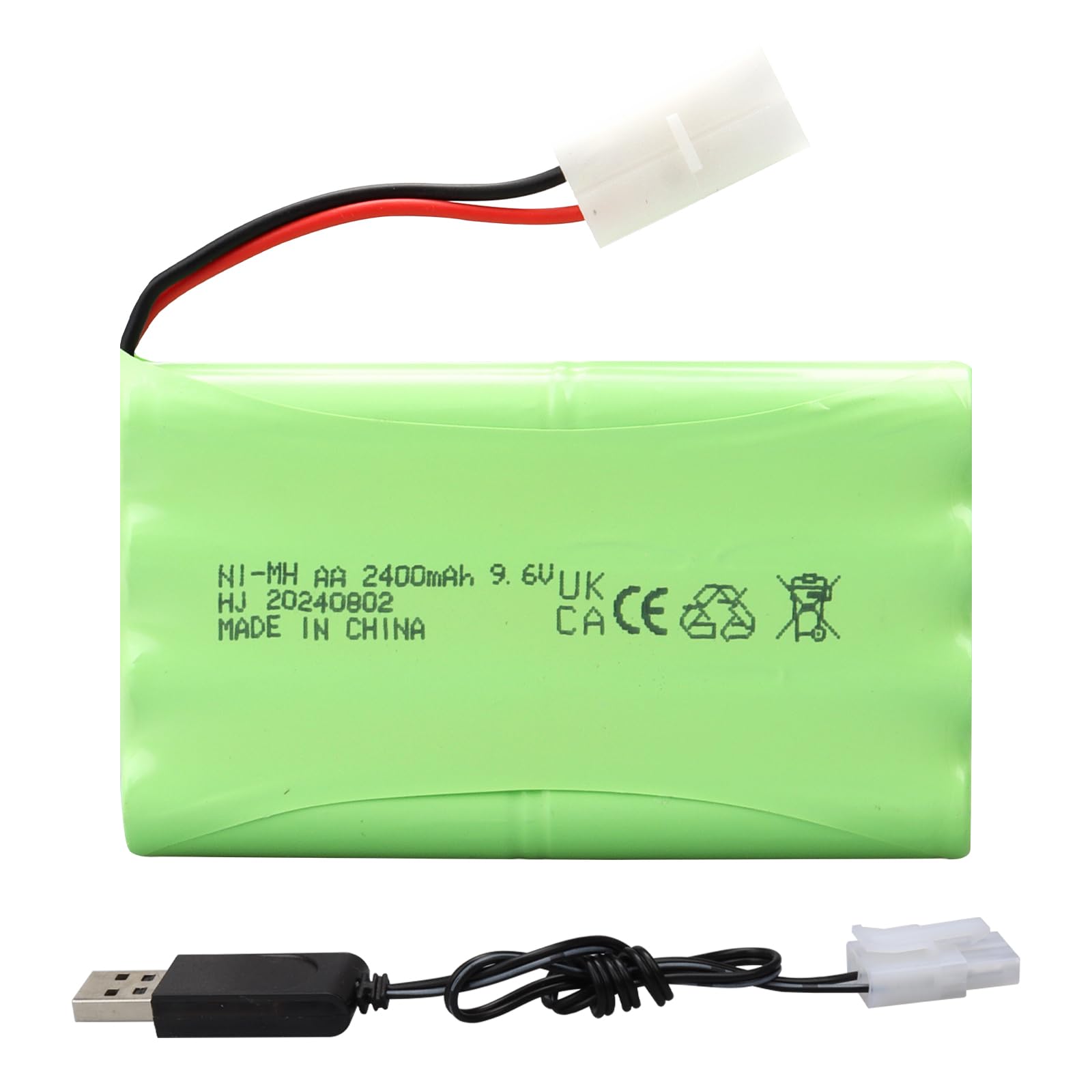 MXJFYY 9.6V 2400mAh Rechargeable NiMH Battery Pack Compatible with RC/Remote Control Toy Cars, Buggy, Boats, Helicopter, Airplane, Airsoft Guns(Battery)
